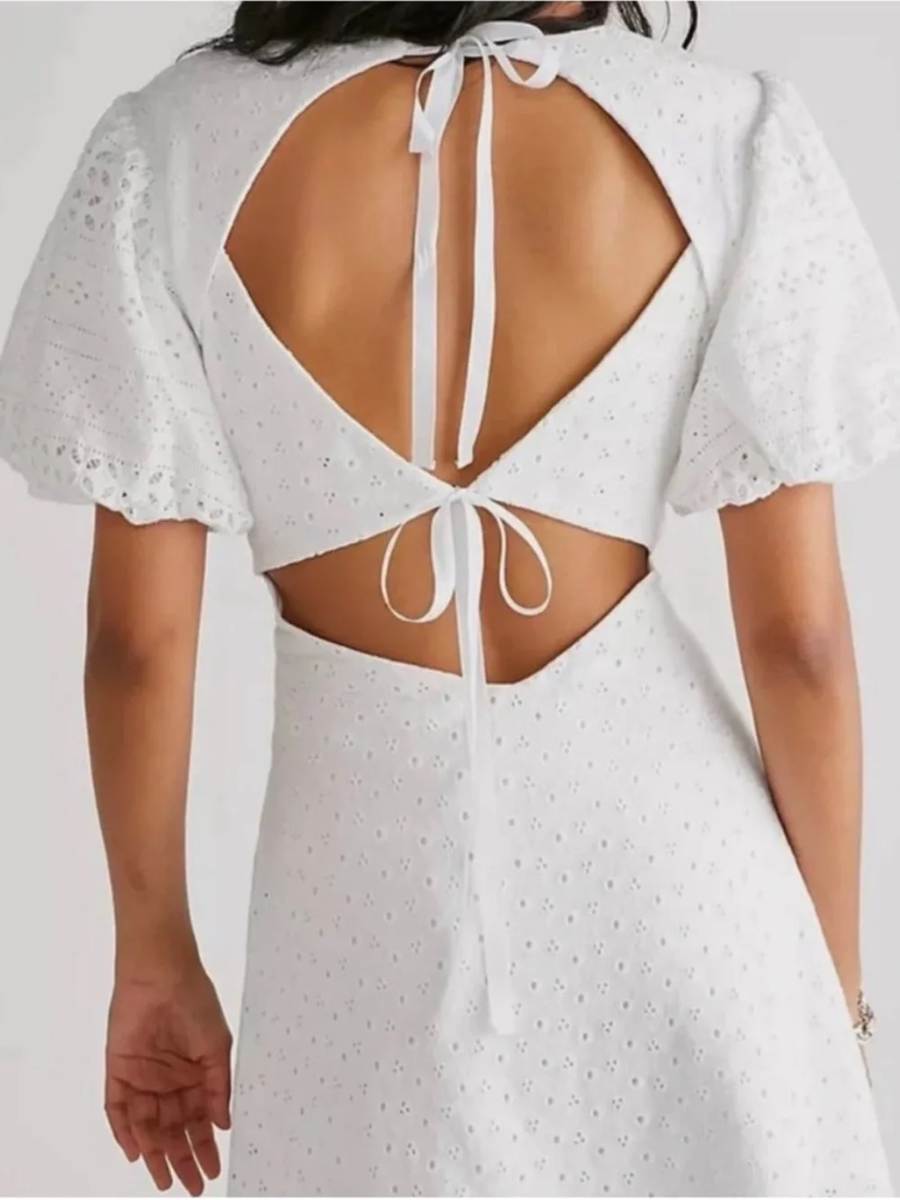 Free People White Eyelet Apricot Rose Dress
